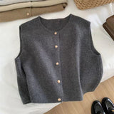 Black Friday Dodobye Causal Knitted Single-Breasted Vests Women Elegant Loose Solid Sleeveless Cardigan Sweater Women Autumn Chic Daily Knitwear