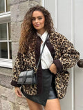 christmas outfit Dodobye Autumn Leopard Jacket Coat Women 2025 New Arrivals O Neck Single Breasted Jacket Casual Female Coat