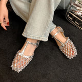 Dodobye Emberly Square Toe Block Heels Flats Sandals