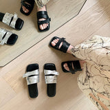 Dodobye Princess Open Toe Block Heels Slides Sandals