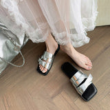 Dodobye Princess Open Toe Block Heels Slides Sandals