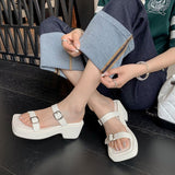 Dodobye Amoura Open Toe Flatforms Slides Sandals