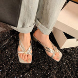 Dodobye Linda Open Toe Block Heels Slides Sandals