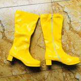 thanksgiving outfit Dodobye Autumn Sweet Knee-High boots Round Toe Heel PU Big size 33-46 Yellow Purple Orange S1981