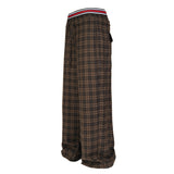 Dodobye Spring And Autumn New Wide Leg Style Retro Floor Pants Design Sense Double Waist Retro Checkered Casual Pants For Men And Women