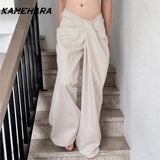 Dodobye E-girl Gothic Ins Irregular Cross Waist Loose and Slimming Wide Leg Pants Spring Hanging Casual Skirt Cargo Pants Women