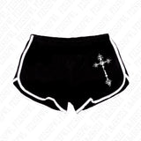 Dodobye Vintage Gothic Punk Cross Print Women's Lace Bow Mini Shorts Sexy Slim Chic Emo Girl Hot Pants Y2K Harajuku Aesthetic Streetwear