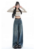 Dodobye Women Light Blue Y2k Baggy Jeans Japanese 2000s Style Oversize Tassel Denim Trousers Harajuku Vintage Jean Pants Trashy Clothes