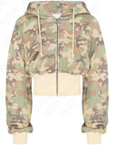 Dodobye Women's 2-piece tailored camouflage hoodie sweatpants Casual long-sleeved zipper jacket Hip Hop Sweatshirt Sports Y2K sweatwear