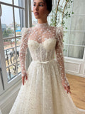 Dodobye Customized Appliques Mesh Sleeves Tiered Ruffle A-line Wedding Dress Floor-Length vestidos de noche Cut-out Party  Dress-(PRE-ORDER)