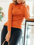 christmas outfit Dodobye Long Sleeves Skinny Solid Color Split-Joint High Neck Sweater Tops