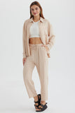 Dodobye Long Sleeve Solid Color Shirt Long Pants Set