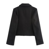 Black Friday Dodobye autumn new women's fashion single breasted temperament lapel long sleeved blended slim fit suit jacket