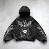 Dodobye Affliction Fashion Hoodie Retro Y2K Gothic Skull Oversize Zipper Hoodie Men Women Hip Hop Casual Sweatshirt Personality Hoodie