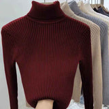 Black Friday Dodobye Zoki Winter Warm Turtleneck Sweater Women Solid Simple Basic Thick Velvet Knitted Pullover Korean Elegant Slim All Match Jumper