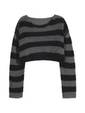 Dodobye-Oversize Removable Sleeves Stripe Knit Sweater