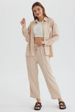 Dodobye Long Sleeve Solid Color Shirt Long Pants Set