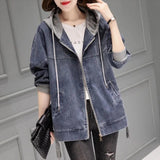 Dodobye Women's Denim Jacket 2025 New Spring Autumn Fashion Korean Long Sleeve Jeans Coat Casual Hooded Baseball Uniform Top Clothes