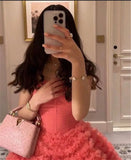 Dodobye Pink Tulle Tiered Ruffle Pleats Prom Dress Floor-length فساتين مناسبة حسب الطلب Elegant Sleeveless vestidos de festa 2025-(PRE-ORDER)