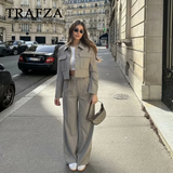 thanksgiving outfit Dodobye 2024 Spring Summer Casual Women Solid Suits Fashion Streetwear Pockets Turn-down Collar Short Jackets+Chic Wide leg pants