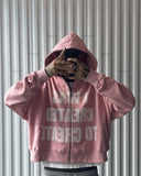 thanksgiving outfit Dodobye 2024 Trendy Street Trend Brand Clothing Hip-hop Punk Style Letter Print Zipper Hoodie Men Pink Casual Retro Oversized Sweatshirt