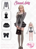 Dodobye Autumn New Japanese Sweet Lolita Outfits 3 Piece Set Women Casual Knitted Cardigan+ Sexy Slim Lace  Vest Tops+ High Waist Shorts