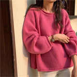 Black Friday Dodobye Casual Knitted Solid O-neck Sweater Women Korean Loose Simple Pullover Sweaters Female Autumn Chic Elegant Soft Daily Streetwear