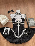 Dodobye Women Lace Top + Blakc Cake Mini Skirt + Sleeve Cosplay Vintage Clothing Black Gothic Lolita Suits Y2k Halloween 2 Piece Set