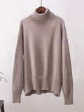 christmas outfit Dodobye Long Sleeves Loose Solid Color High Neck Knitwear Pullovers Sweater Tops