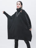 christmas outfit Dodobye Black Cropped Turtleneck Sweater Dress