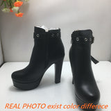 thanksgiving outfit Dodobye 2024 Boots Autumn Ankle Shoes Women High Heel Female PU Leather 34-50 F1480