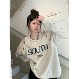 christmas outfit Dodobye Cutout Letter Print Oversized Sweatshirts