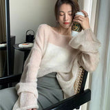 Black Friday Dodobye Women Knitting Pullover Sweater Korean Loose Chic Sexy Hollow Out O Neck Tops Y2K Ladies Spring Long Sleeve Thin Jumper New