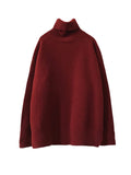 christmas outfit Dodobye Long Sleeves Loose Solid Color Split-Side High-Neck Knitwear Pullovers Sweater Tops