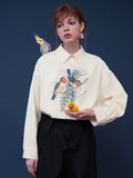 Dodobye A Bird-And-Flower Blouse Perched On A Treetop