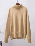 christmas outfit Dodobye Long Sleeves Loose Solid Color High Neck Knitwear Pullovers Sweater Tops