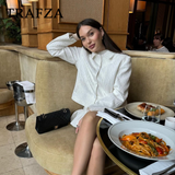 thanksgiving outfit Dodobye 2024 Spring Summer Casual Women Suits Fashion Elegant Turn-down Collar Solid Shirts+Chic Folds Ball Gown Loose Skirts