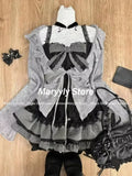 Dodobye Japanese Sweet Kawaii Lolita 3 Piece Set Casual Cardigan + Slim Lace Bow Vest + High Waist Striped Skirt Autumn Women Outfits