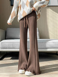 christmas outfit Dodobye Tassels Wide Leg Knitted Pants Women Winter Stripe Loose Trousers Femme Casual Full Length Warm Sweater Pants 2025