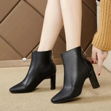 Dodobye 2025  Ankle boots Women chunky heel British style autumn high-heeled boots winter boots with velvet back zipper  single