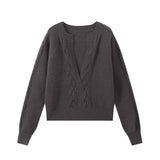 Black Friday Dodobye autumn new women's casual versatile loose V-neck long sleeved solid color knitted sweater pullover sweater