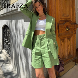 thanksgiving outfit Dodobye 2024 Spring Summer Office Lady Solid Suits Fashion Streetwear Pockets Shrug Double Breasted Blazers+Zipper Sashes Shorts