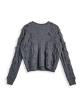 Dodobye-Solid Tassel Cable Knit Sweater