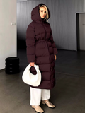 christmas outfit Dodobye 2024 Chic Solid Drawstring Hooded Quilted Cotton Coat Women Fashion Zipper Long Sleeve Thick Warm Jacket Winter New Lady Outwear