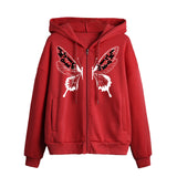 thanksgiving outfit Dodobye Yoawdats Women s Y2K 2024 Fall Casual Hooded Coat Long Sleeve Lucky Butterfly Print Zip Up Hoodie with 2 Pockets Going Out