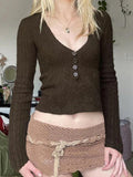 Dodobye Retro V Neck Long Sleeves Knits