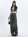 Dodobye Women's Grey Baggy Pants Vintage Y2k Parachute Pants Harajuku Aesthetic Japanese 2000s Style High Waist Trousers 2000s Clothes