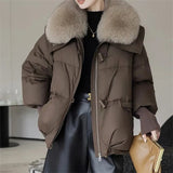 Dodobye 2025 Winter Women's Warm Coat New Thicken Fur collar Jacket Short Down cotton Loose Outwear Solid Casual Female Parkas Coats