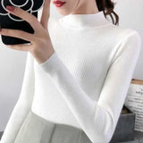 Dodobye Women Sweater Vintage Basic Solid Knitted Tops Casual Slim Pullover Korean Sweaters Simple Jumper Autumn Winter Mock Neck