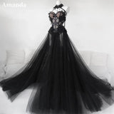 Dodobye Luxury Black vestidos de noche Halter Neck Tulle Prom Dresses Elegant Sleeveless Floor-Length Side Split Formal Evening-(PRE-ORDER)